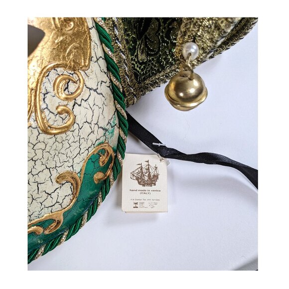 Vintage Authentic Venetian Mask Full Face Mardi Gras Carnival Jester with Tag - Picture 7 of 8